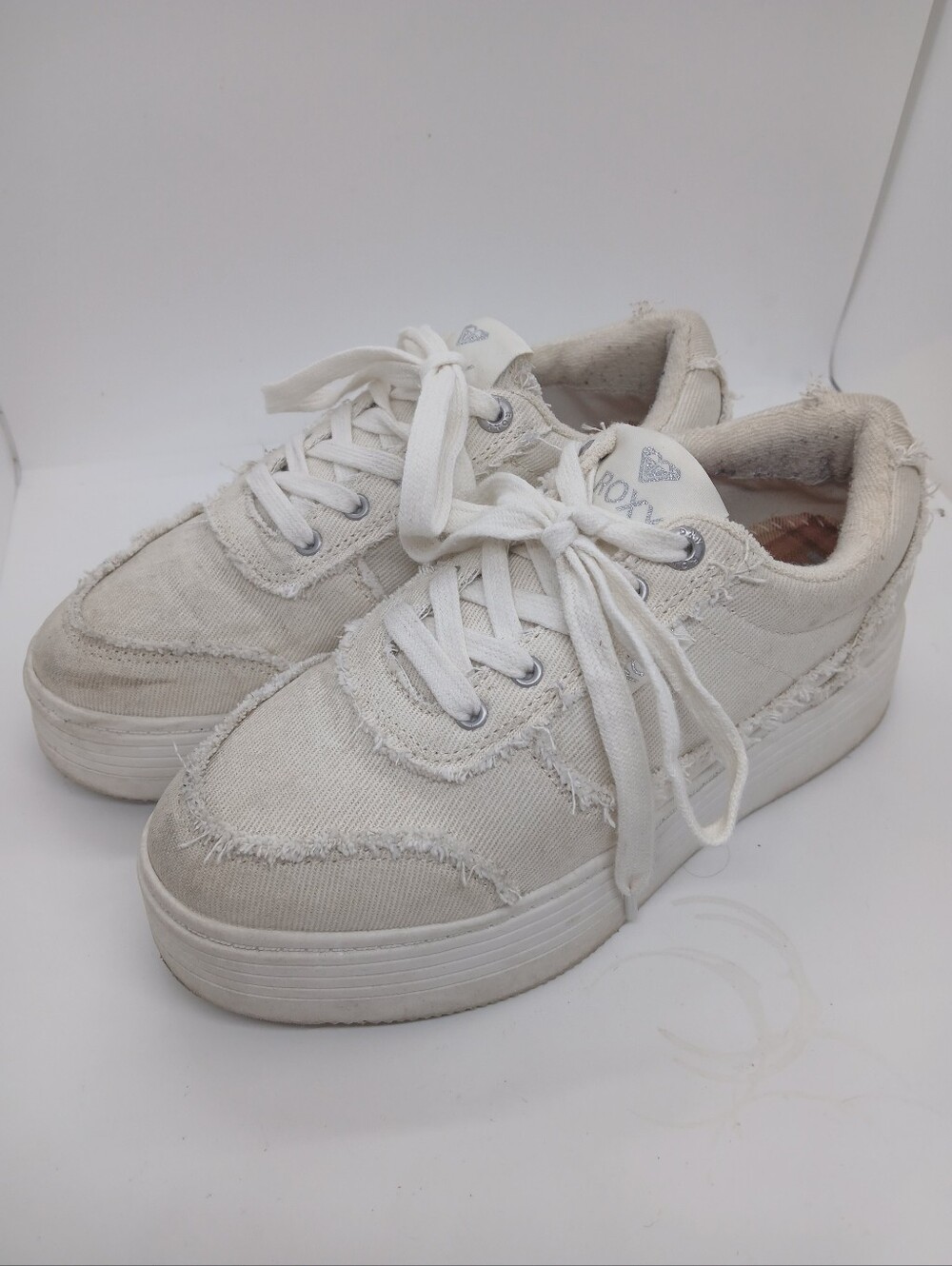 Roxy Sheilahh 2.0 Canvas Platform Sneaker Frayed Egret Colour 7.5